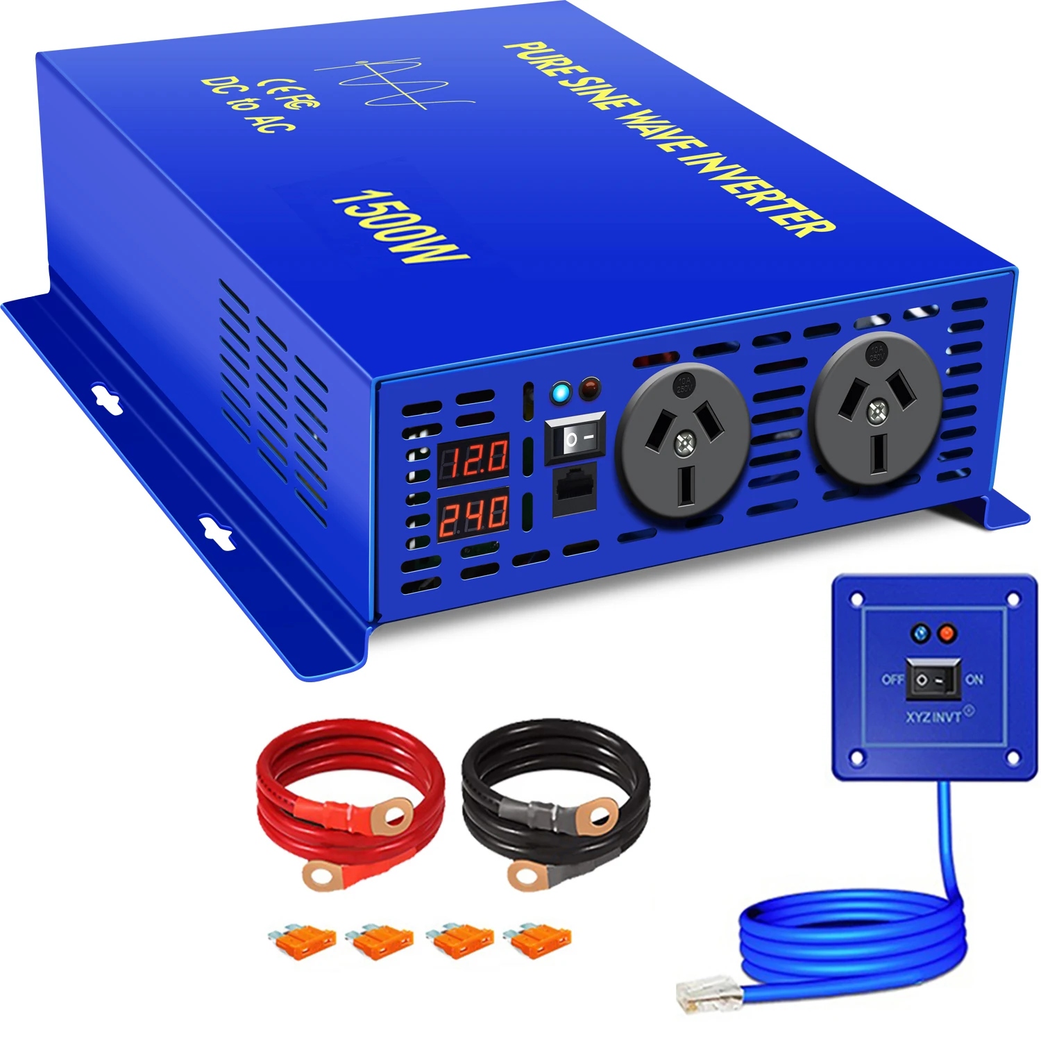 Australia Socket DC To AC 12v To 110v 240v 1500 Watt Pure Sine Wave 12v Car Power Inverter 48v 1500w Inverter With Wired Remote