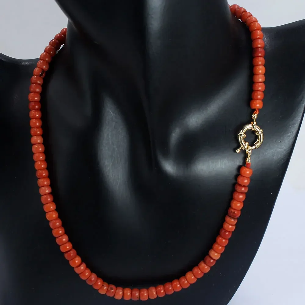 4x6mm 17inch Drum Vintage Orange Natural Sea Bamboo Coral Irregular Beads Chokers Short Necklace