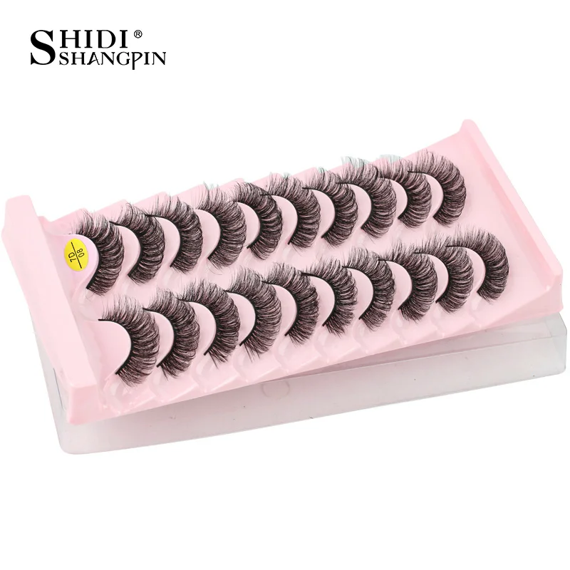SHIDISHANGPIN 8/10 Pairs Russische Streifen Wimpern Flauschigen Volumen Falsche Wimpern DD Wellung Dramatische Chaotisch Faux Nerz Gefälschte Wimpern Make-up