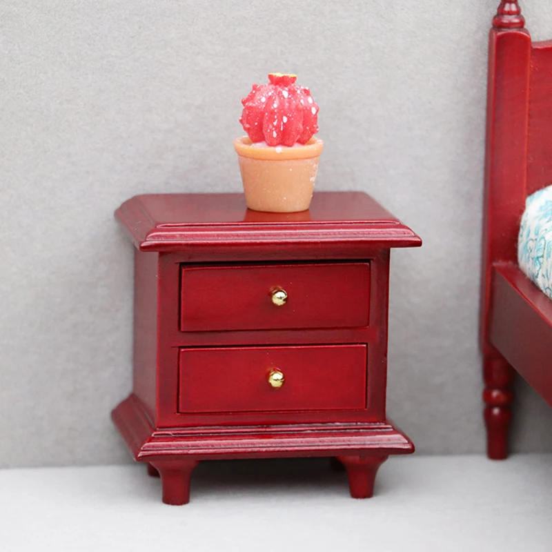 1:12 Dollhouse Miniature Bedside Cabinet Drawer Chest Storage Table Furniture Bedroom Decor Toy Doll House Accessories