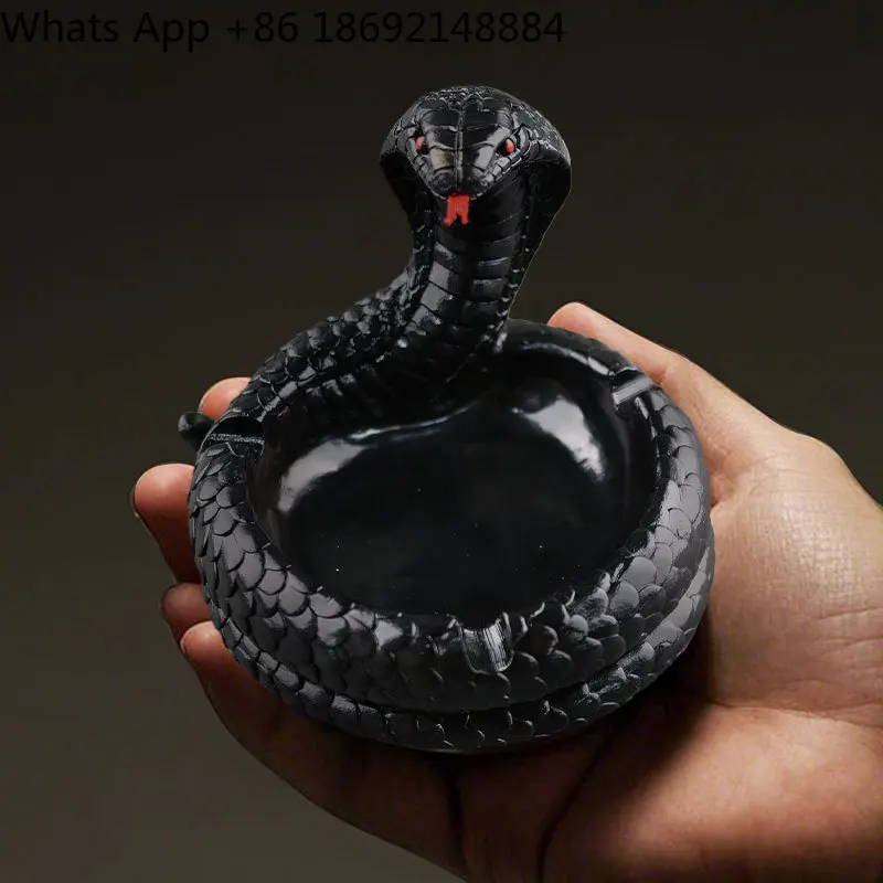 

Creative black cobra resin ashtray ornament home office desktop gift atmosphere decoration