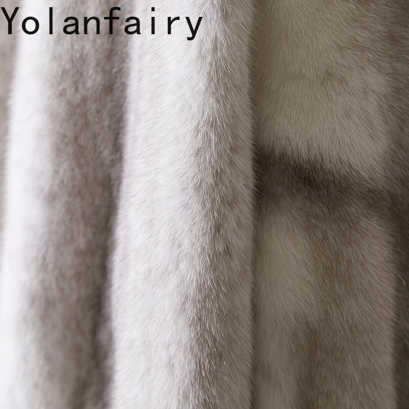 YOLANFAIRY High-end Whole Cross Mink Fur Jackets for Woman Winter Natural Fur Coat Warm Short Real Fur Jacket Women Clothing