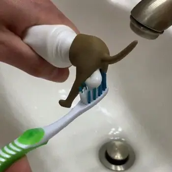 강아지 엉덩이 치약 토퍼, 치약 압착기, 치약 캡 디펜서, 욕실용 재미있는 장난 선물