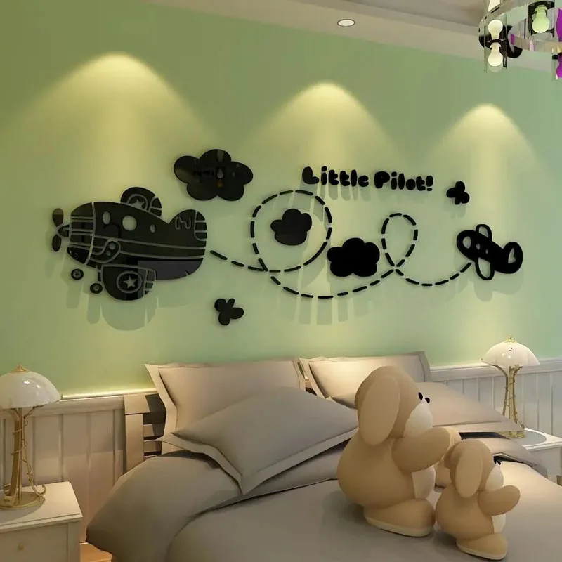 3D Airplane Style Wall Stickers Decorative Stickers For Wall Coverings In Boys And Children's Rooms Sofa Background Decoration