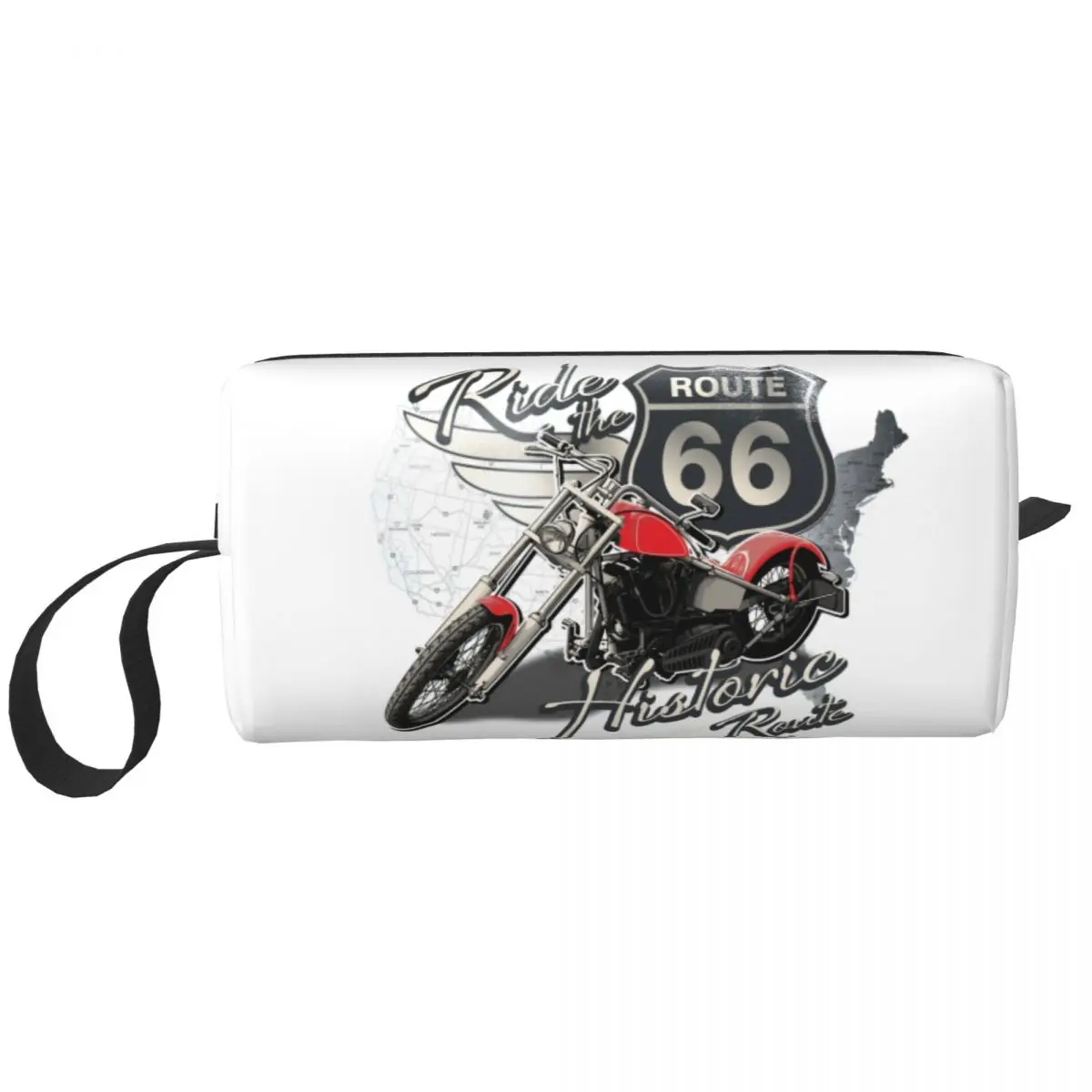 Route 66 Reise Motorrad Fahrt Reise Kosmetik tasche Frauen American Road Make-up Toiletten artikel Veranstalter Damen Beauty Storage Dopp Kit