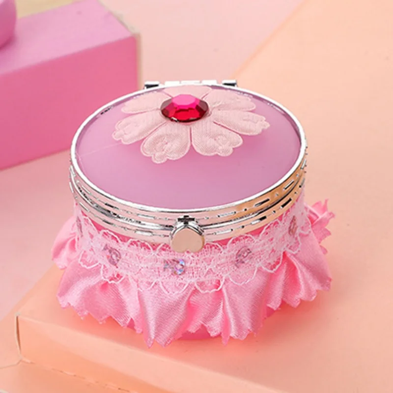 Mini Heart Shape Little Girl Jewelry Box Vintage Lace Makeup Jewelry Storage Box Plastic Jewelry Headwear Gift Box