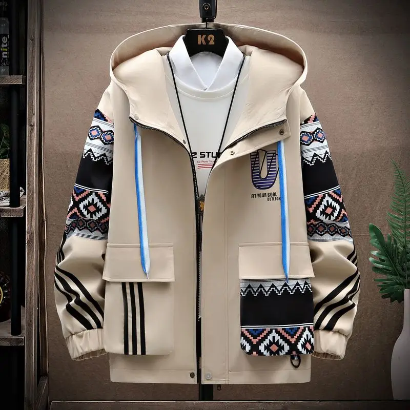 Autumn 2024 New Men\'s Jacket Coat Men\'s Loose Trendy Top Clothes Hooded All-match Cardigan