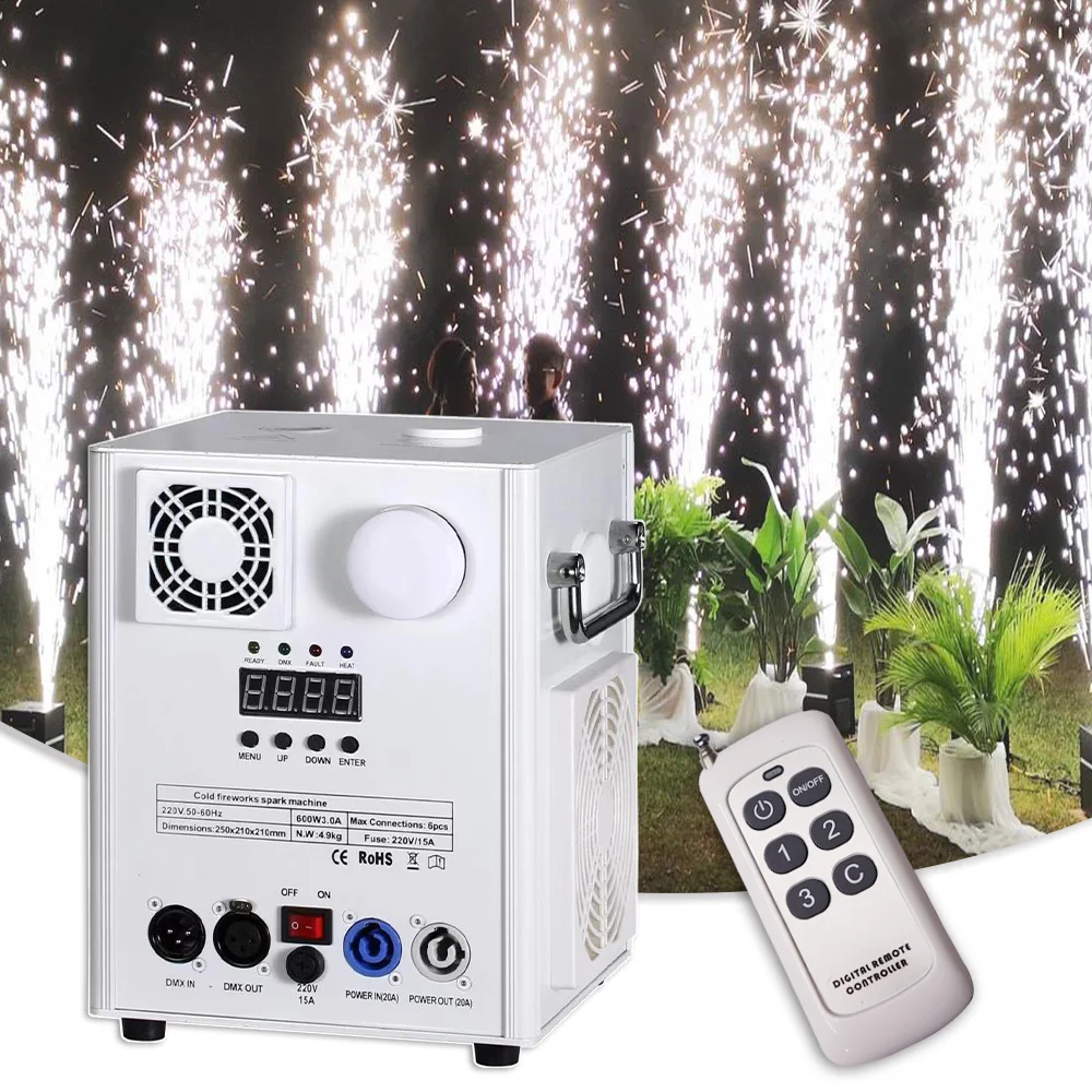 New 600W Cold Spark Machine DMX 512 Remote Control Sparkler Firework Machine Non-Pyrotechnic Effect Stage Wedding Show Powder