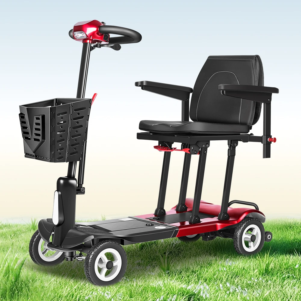

Super Lightweight Disability Scooter Travel Long Range Portable Foldable Lightweight Electric Powered Mobility Scooter