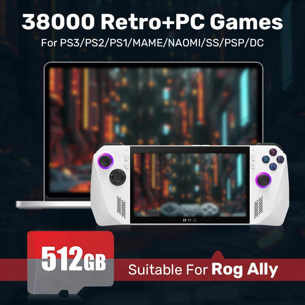 

Retrobat & Playnite 512GB Memory Card For ROG Ally/Ayaneo/Win Handheld/PC Game TF Card With 38000 PC/Retro Games For PS3/PS2/WII