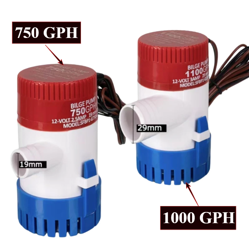 1pcs 750/1100GPH Electric Marine Submersible Bilge Water Pump Boat Fish Tank Aquarium Accessories Round Water Pump DC12V/24V