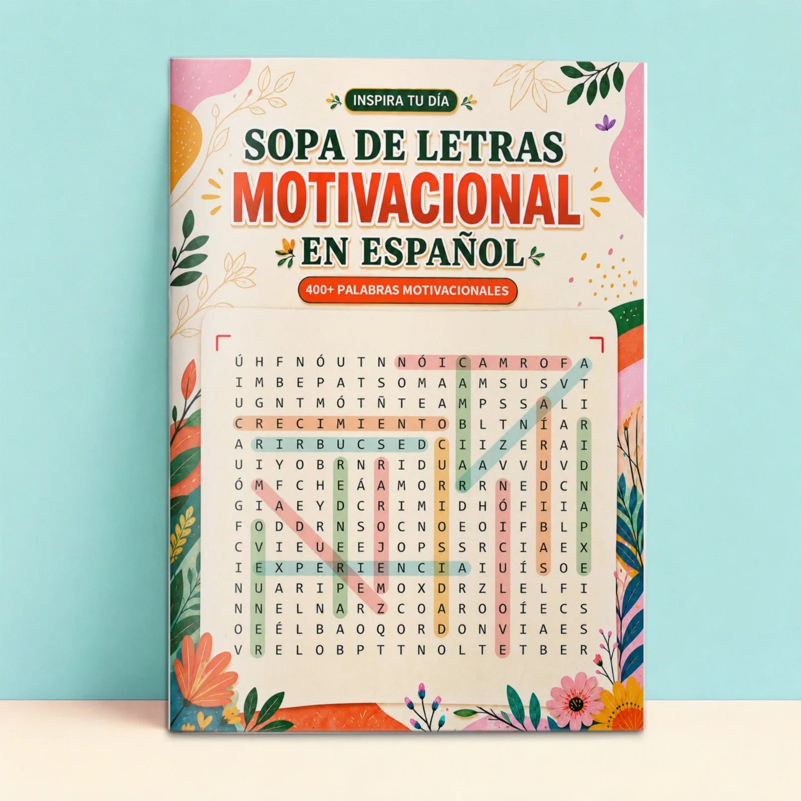 Spanish Motivational Word Search, 400+ Inspiring Words on Confidence, Growth, Gratitude, Dreams and Positive Thinking