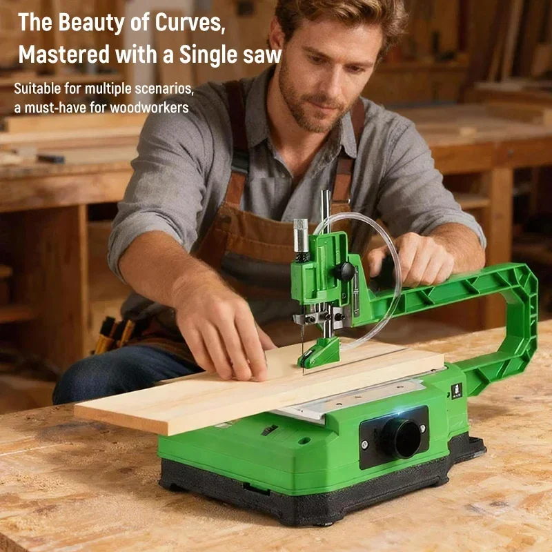 Mini Desktop Scroll Saw 6 Speed Wood Cutting Machine for DIY Craft Hobby Woodworking Tool Compact Bench Scroll Saw Machine