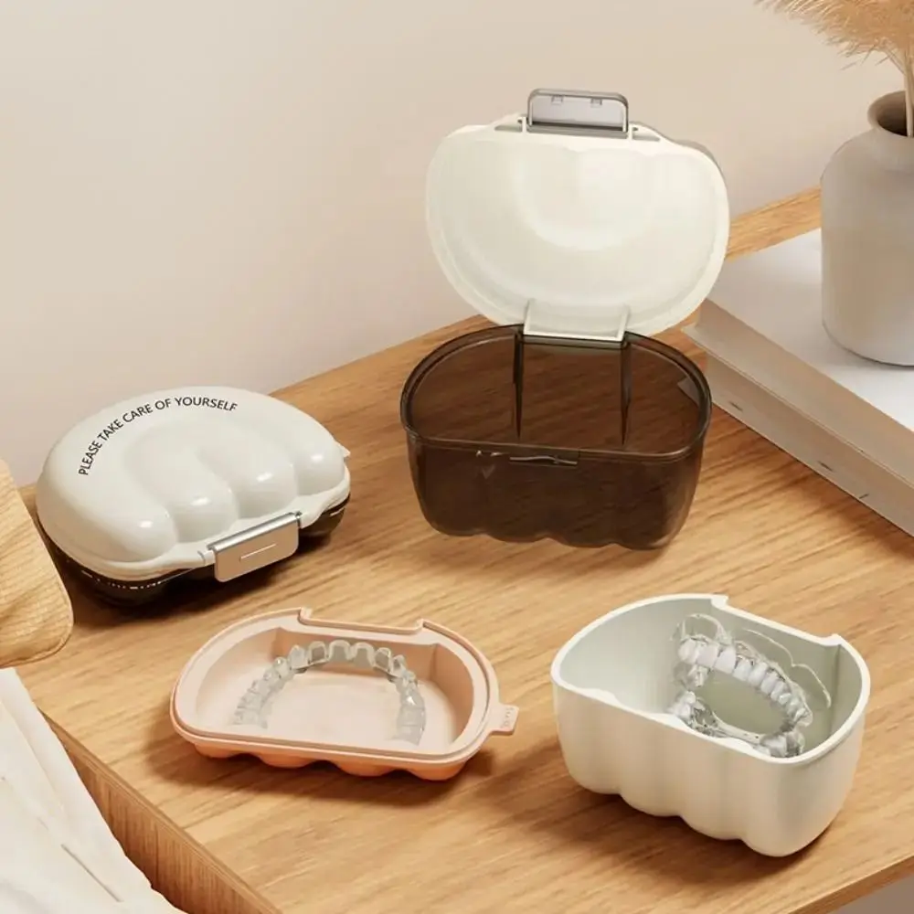 Three Layers Invisible Braces Box Small Brush Draining Denture Storage Case Silicone Handle Large Capacity