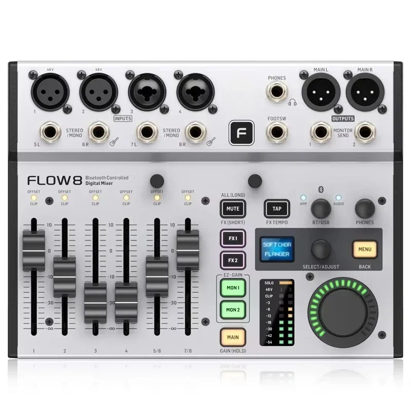Hot Selling Flow8 Professional Band Live Sound Card Digital Mixer Dedicated to Bluetooth K-song