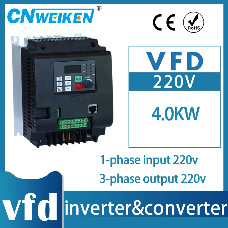 

For Europe 4KW 5HP Universal VFD 1phase in 220v 3phase out 220/380V ac motor drive/VSD/50HZ for motor speed regulation Inverter