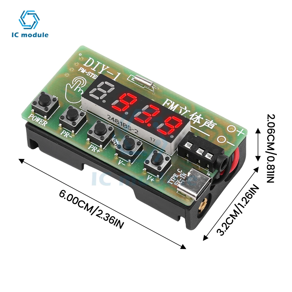 87-108MHz AM/FM Medium Wave FM Two Band Stereo Digital Tuning Machine Headphone Radio Module Kit Diy Production Teaching Product