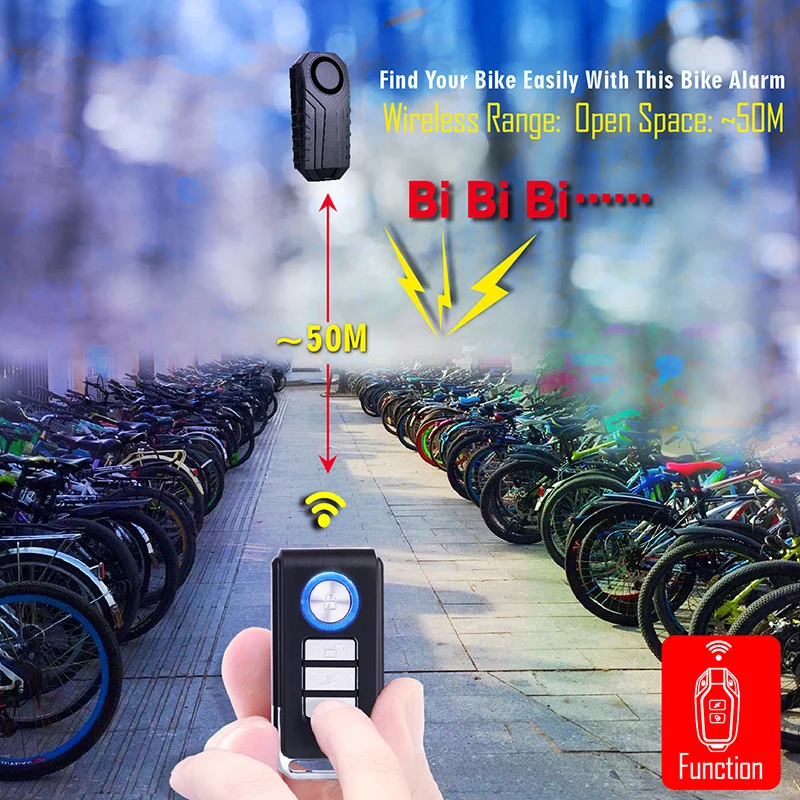 ONMYST Bicycle Vibration Alarm IP55 Waterproof Motorcycle Alarm Remote Control Wireless Anti-theft Bike Detector Alarm Device