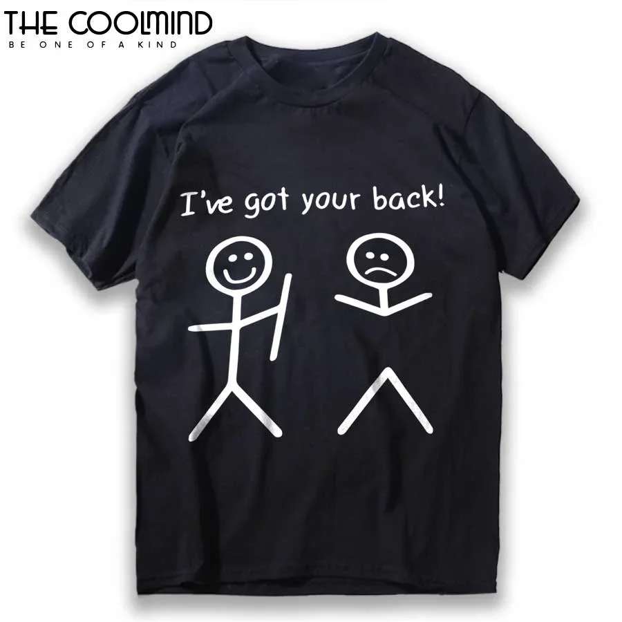 Летняя мужская футболка COOLIMIND FU0120A с коротким рукавом и круглым вырезом, Повседневная Уличная футболка, футболка с забавным принтом «я получил вашу спину»