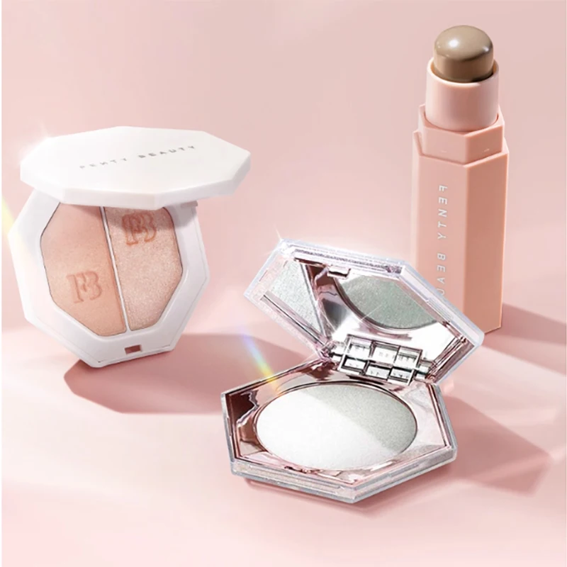 Fenty Beauty-paleta de iluminación Facial de alto brillo, barra de contorno Natural, polvo de diamante 3D, lápiz labial líquido de 9 colores, cosmético