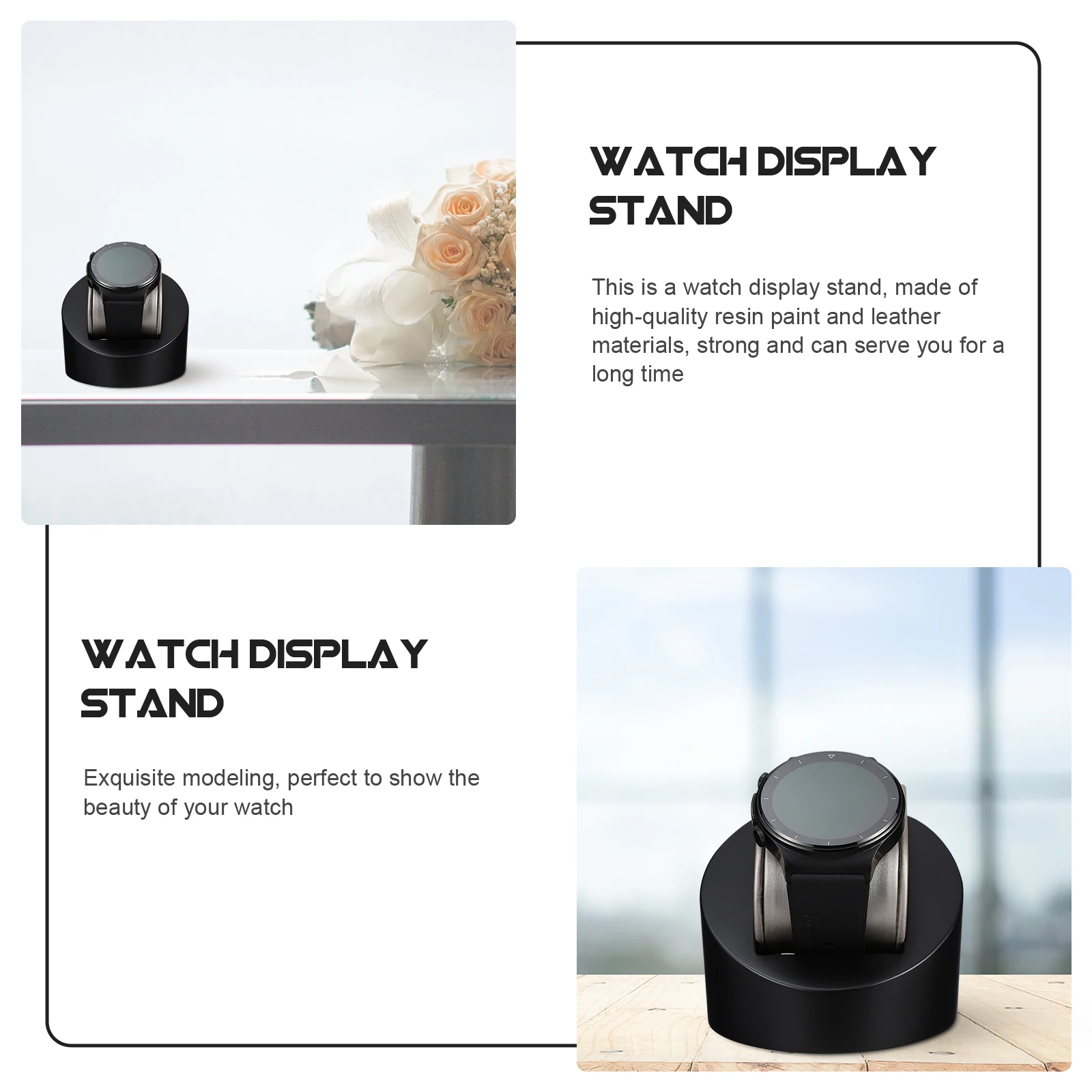 

Necklace Holder Watch Stand Travel Jewelry Display Rack Resin Paint Sport Black Tray