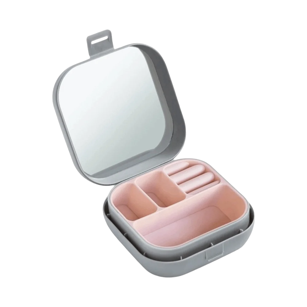 Portable Jewelry Box with Compartment Large Capacity Small Desktop Organizer Container Plastic Square Storage Box Makeup