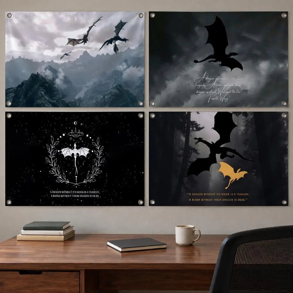 Fantasy Novel Fourth Wing Flags Indoor Outdoor Wall Banner Party Decor Large Hanging Wall Backdrop