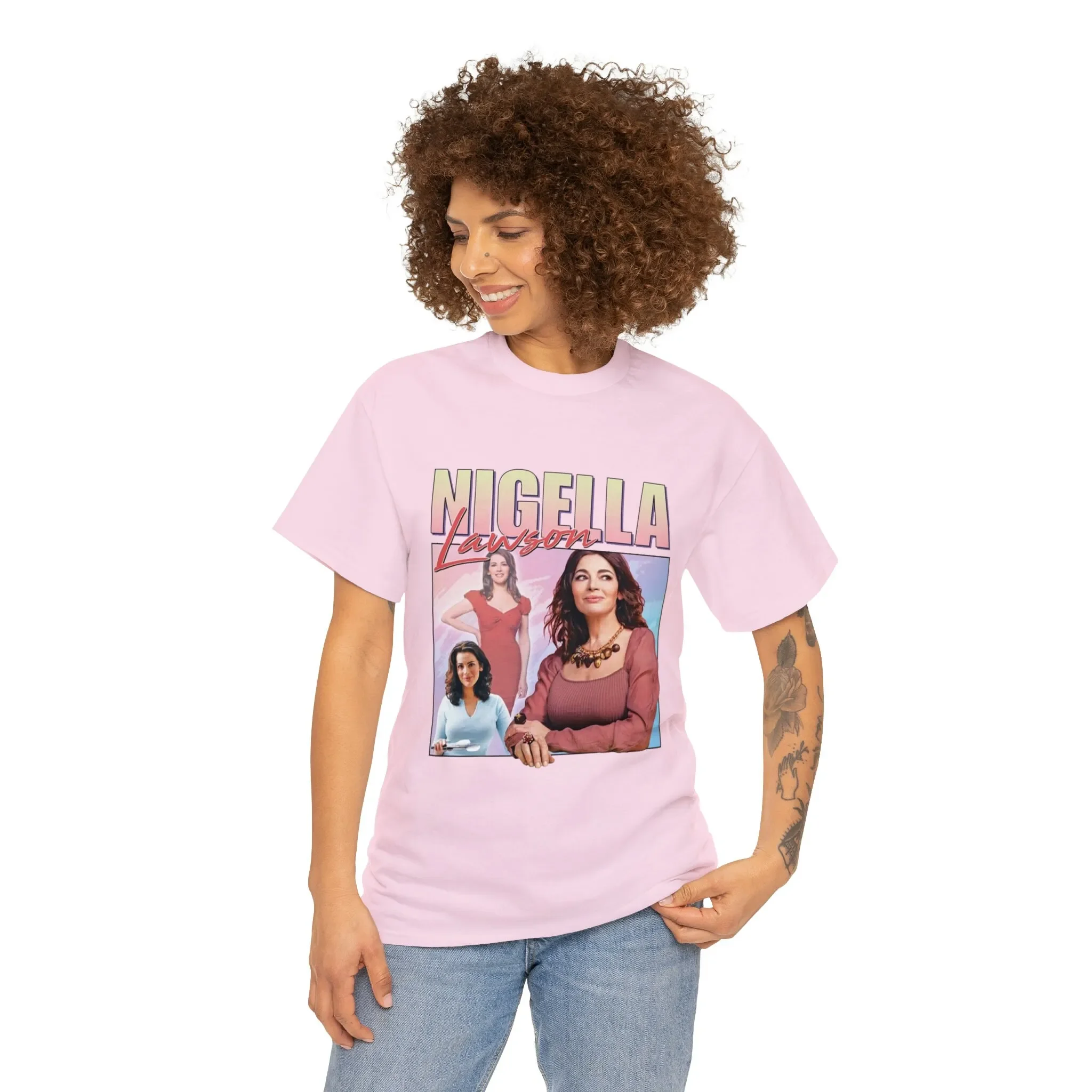 Nigella Lawson Homage TV Cooking Tee Shirt Light Pink T-shirt