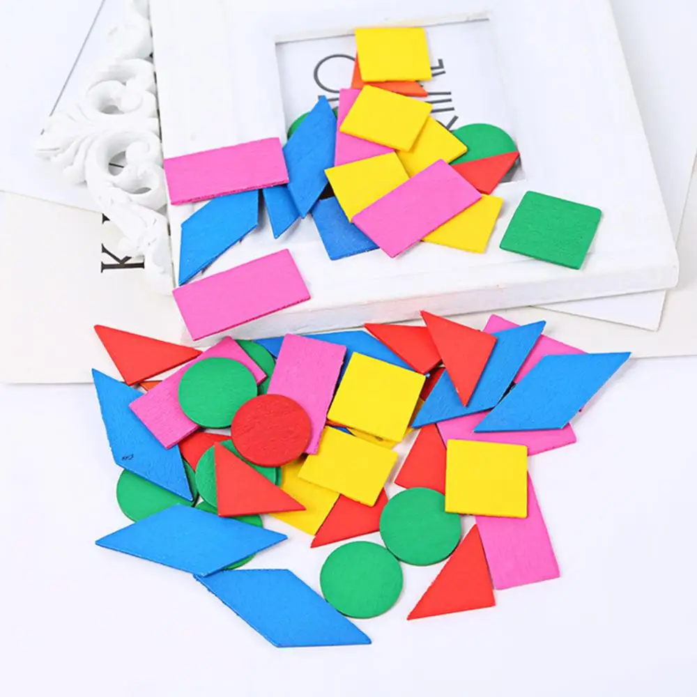 Wooden Colorful Round Geometric Chips Math Teaching Aids Educational Kids Toy