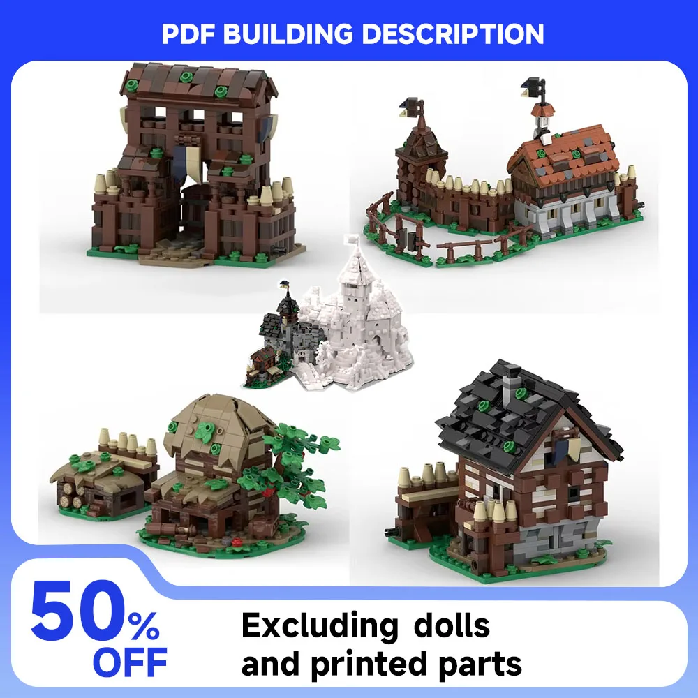 MOC-234707 Medieval Town Brausten Castle Manor Model DIY Assembly Modular Building Block Toy Children's Boy Birthday Gift Set