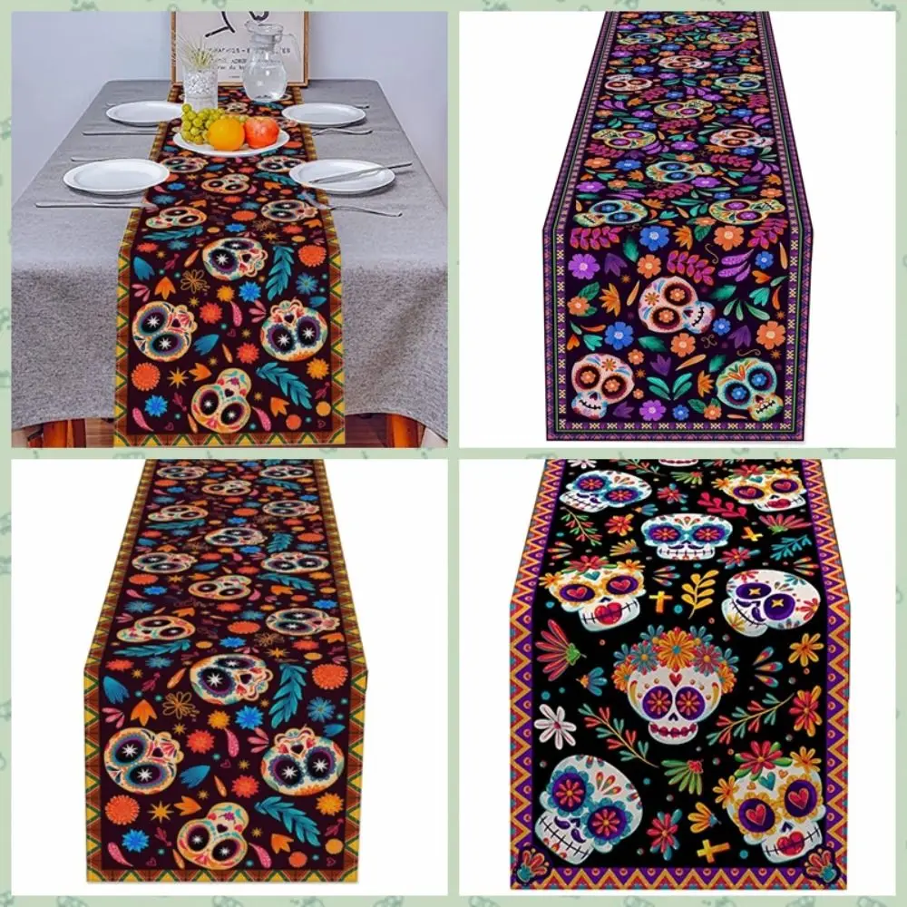 

Banquet Skeleton Skull Table Runner Rectangle Party Decoration Tablecover Linen Long Tablecloth Halloween