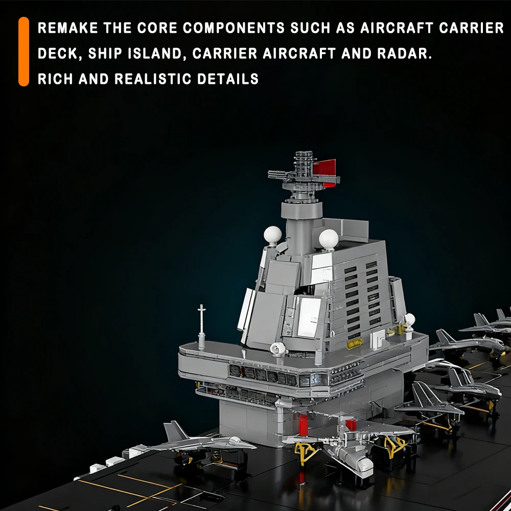 Modelo militar de alta dificultad a gran escala del portaaviones Fujian 003, juguete para regalo para niños, bloques de construcción, 7018 Uds.