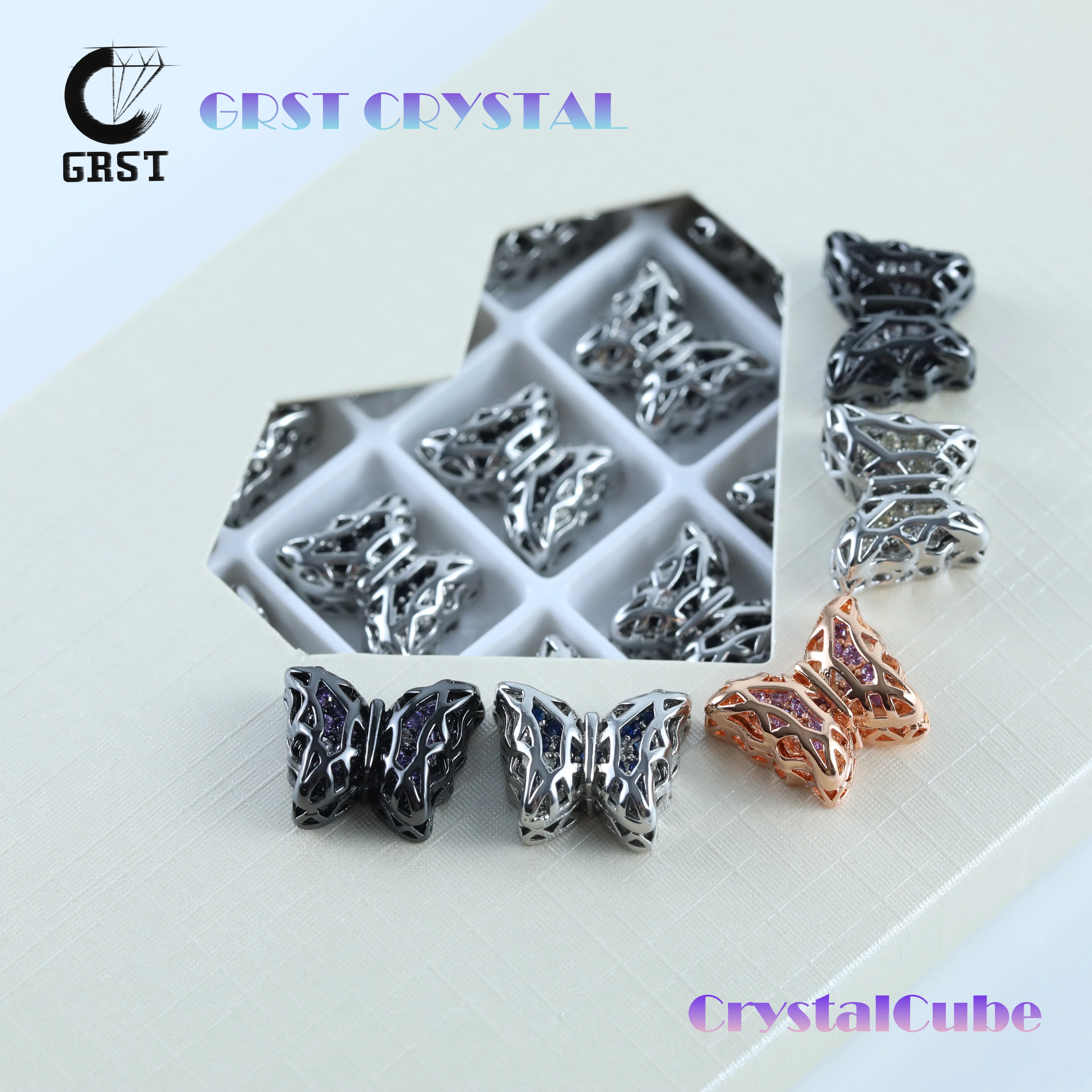 

Glittering Crystal Butterfly Shaped Claw Rhinestones Drill Cube Series For DIY Bags Shoes Wedding Dress Handmade Craft Supplies
