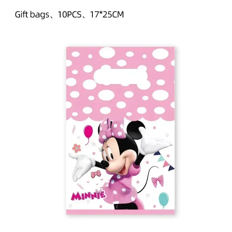 Disney Mickey Mouse Theme Pink Minnie Children's Party Decoration Balloon Background Cloth Disposable Tableware Supplies