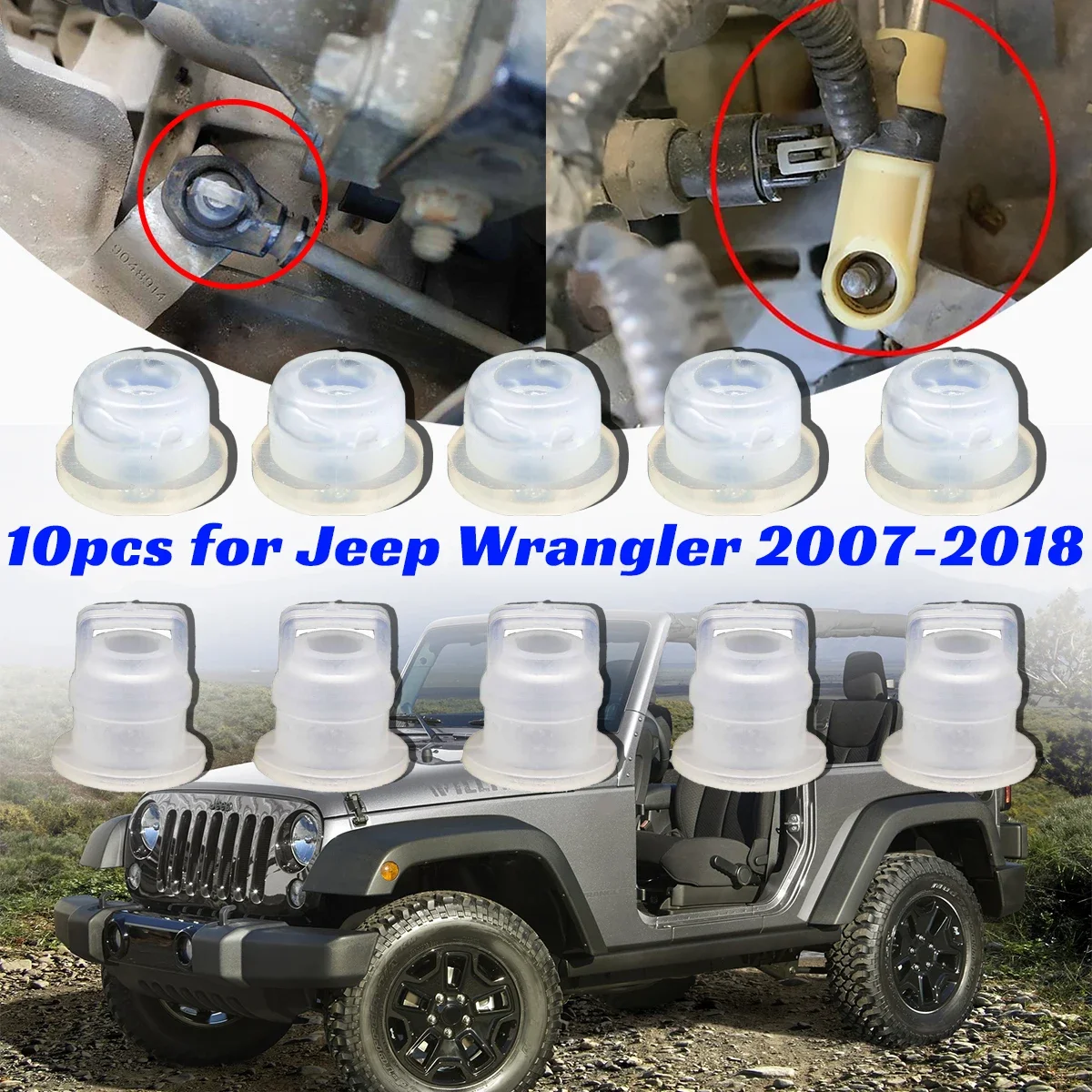 

10X for Jeep Wrangler 2007-2018 Gearbox Linkage Cable Bushing Repair Kit AT MT Pull Head Gear Shifter Lever Wearable Replacement