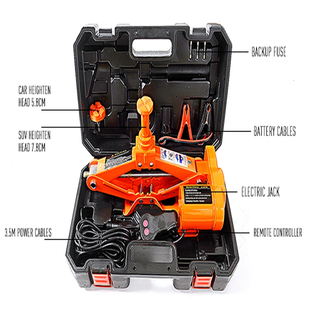 Электрический автомобильный домкрат, 3 тонны/6600 фунтов, 12 В, электрический ножничный домкрат, портативный автомобильный домкрат для внедорожника, грузовика, седана, замена шин