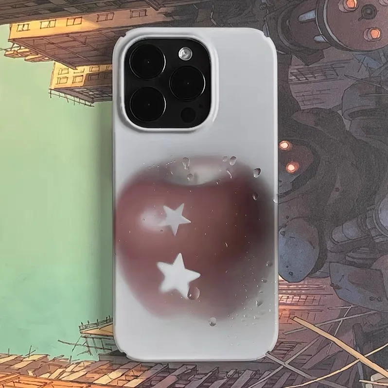 

Ins Korean Gray Star Apple Art Phone Case for IPHONE 17 Air 16E 15 PROMAX 14 Plus 13 12MINI 11 PRO 16Plus XR Acrylic Phone Cover