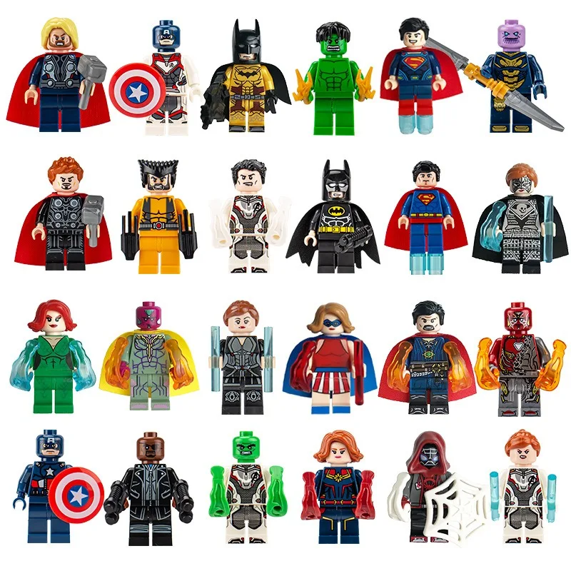 Nuevo juguete de bloques de construcción de los Vengadores, muñeco humanoide de héroe, personaje de Spider-Man, regalo divertido de cumpleaños, recuerdos de fiesta para niños.
