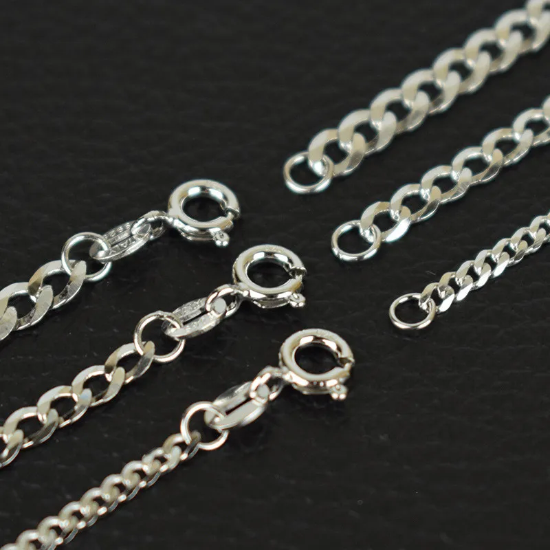 BOCAI S925 Sterling Silver Necklaces for Women Men New Fashion Hexagonal Side 2mm-8mm Cuban Link Chain Jewelry Free Shipping