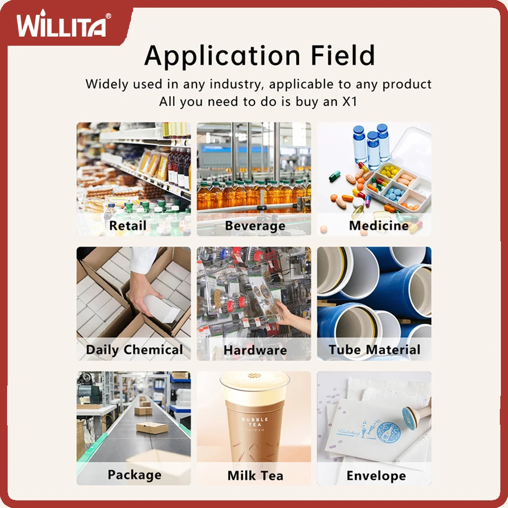 Willita 12.7mm Desktop Inkjet Printer Batch Code Number Logo Expiry Date Printer for Small Products Printer for Small Bussiness