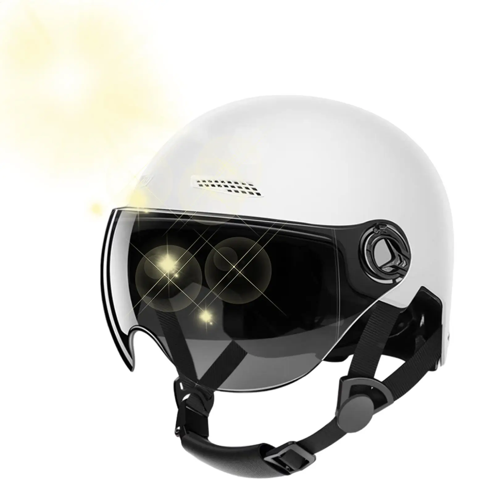 Fahrradhelm 3C-Zertifiziert für Männer, Frauen, Erwachsene und Kinder Cartoon-Elektrofahrrad-Motorrad-Halbhelm mit Schutzbrille