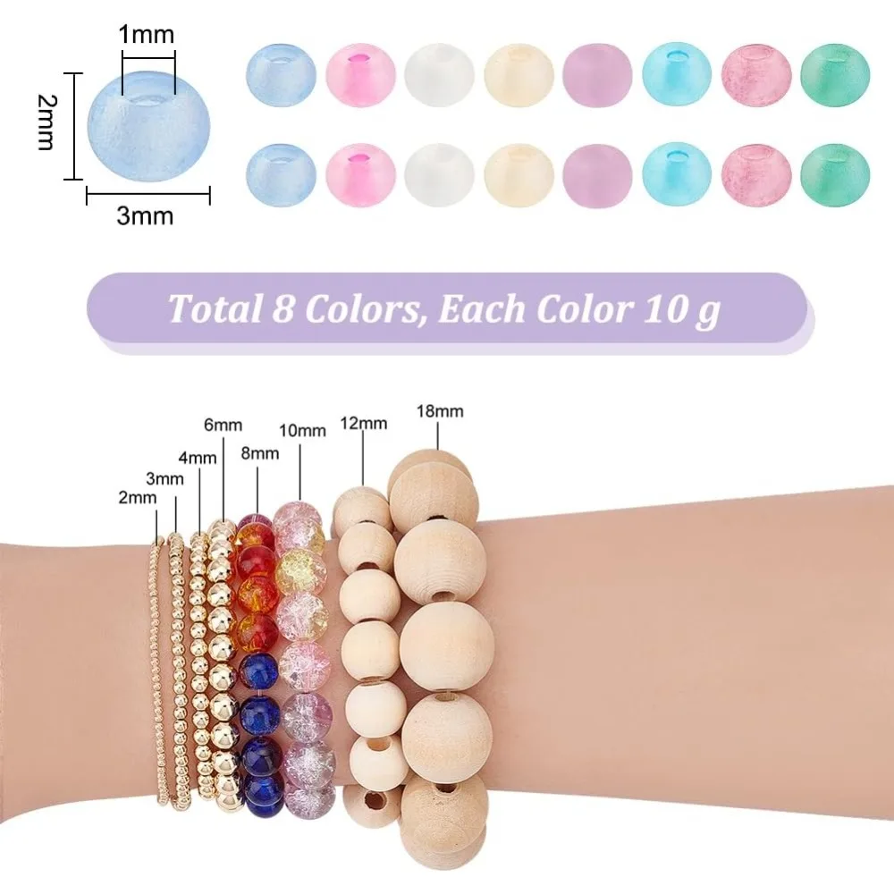 2104 pezzi 8 colori perline perline di vetro smerigliato da 3 mm perline rotonde trasparenti mini perline distanziatrici kit perline in vita