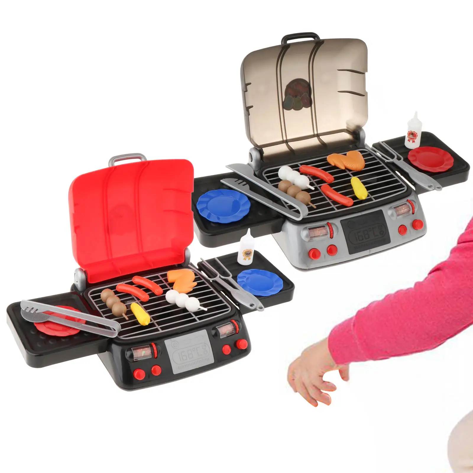 Rollenspiel, Grillspielzeug, Kinderspiele, Lebensmittelsets für Kinder ab 3 Jahren, Lernspiel,