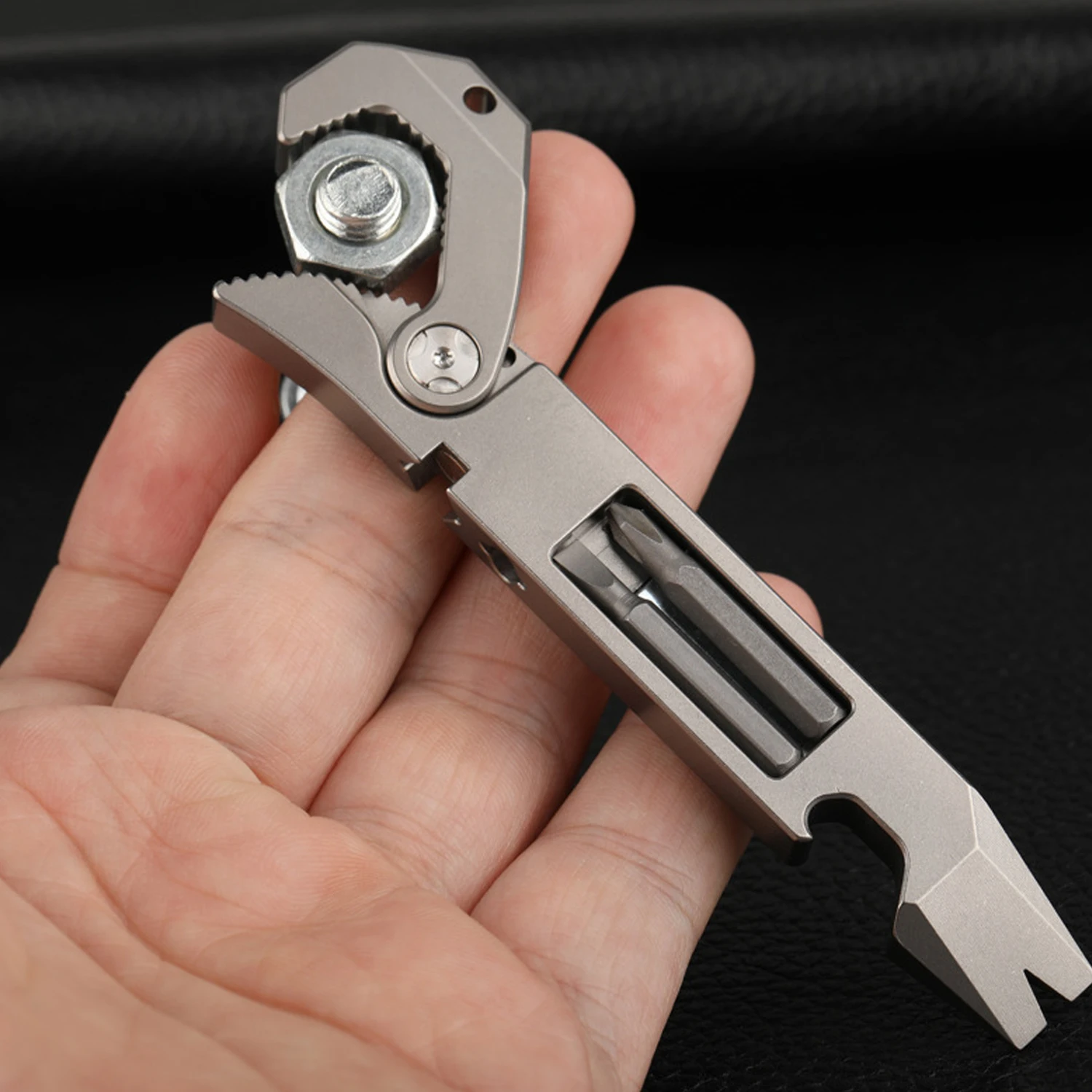 TC4 Titanium Alloy Adjustable Wrench, Screwdriver, Bottle Opener, Portable Multi-Functional Edc Tool For Camping,A1351