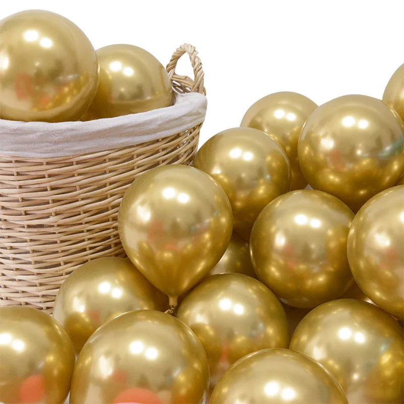 50Pcs 5inch Golden Chrome Metallic Latex Balloon Happy Birthday Wedding Party Balloon Decoration Baby Shower Decor Supplies