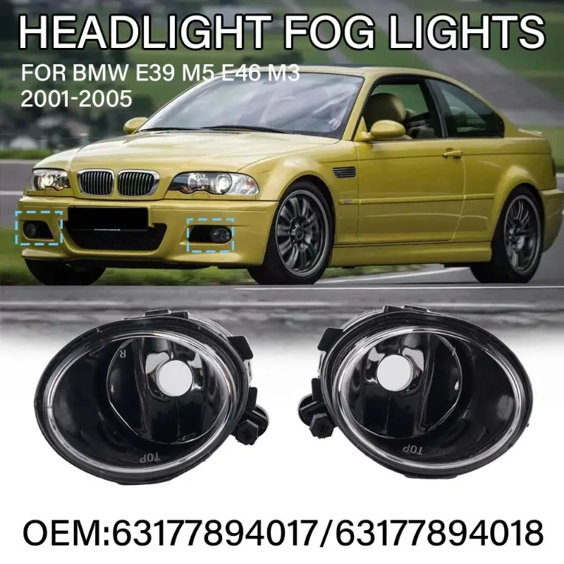 

A Pair Of Suitable For Bmw E39 E46 M3 M5 2001-2005 Front Headlights Fog Lights 63177894017 63177894018 Front Bumper Lights