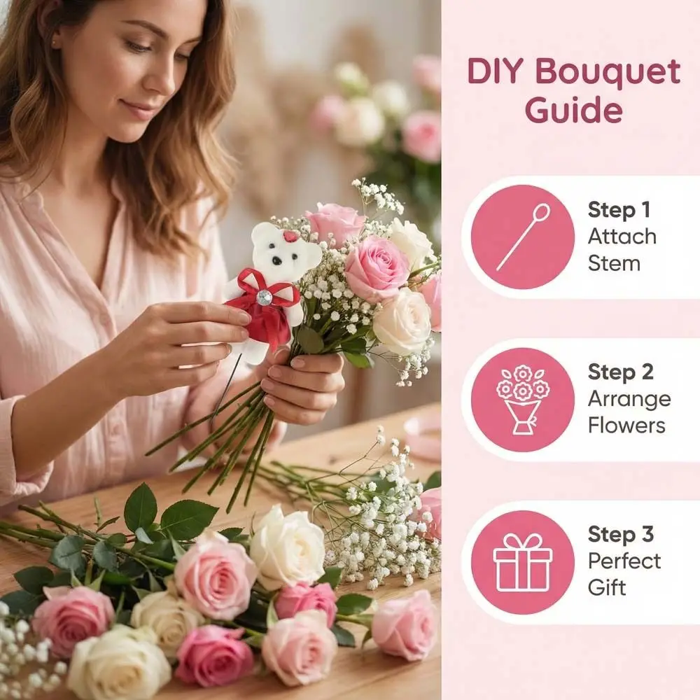 10pcs/set Wedding Gift Foam Bear Bear Foam Animal Mini Bear Flower Bouquet 12cm Cartoon Cartoon Bouquet Valentine's Day