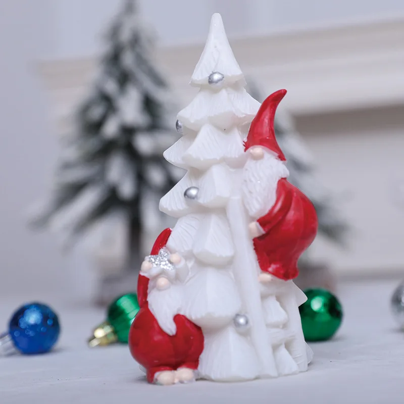 1 قطعة عيد الميلاد جديد الراتنج شجرة تسلق سانتا كلوز الحلي الإبداعية ديكور المنزل سطح المكتب هدايا عيد الميلاد يمكن سطع