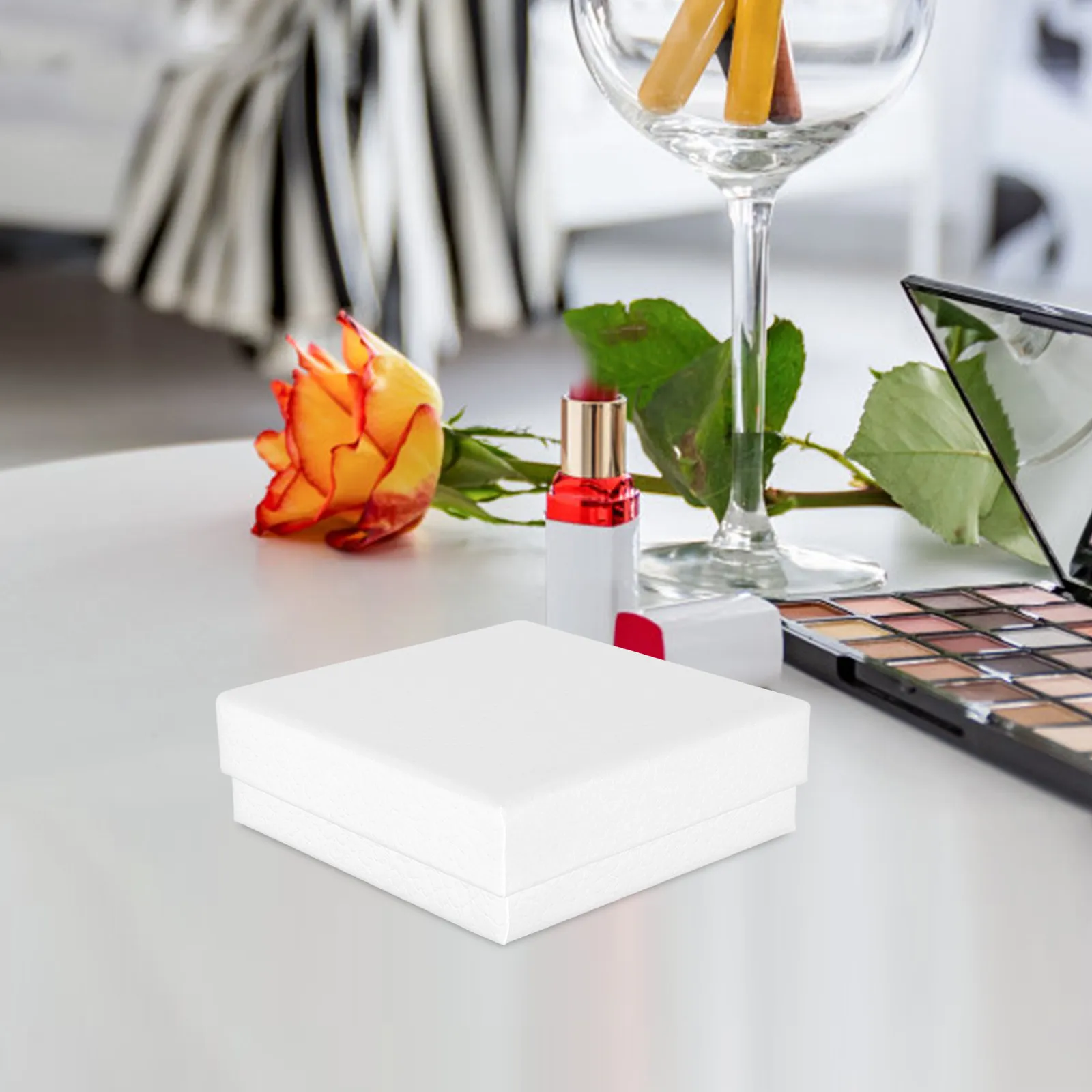 10Pcs Jewelry Packaging Boxes Litchi Grain Texture Elegant Compact Storage for Rings Necklaces Earrings Travel Wedding Present