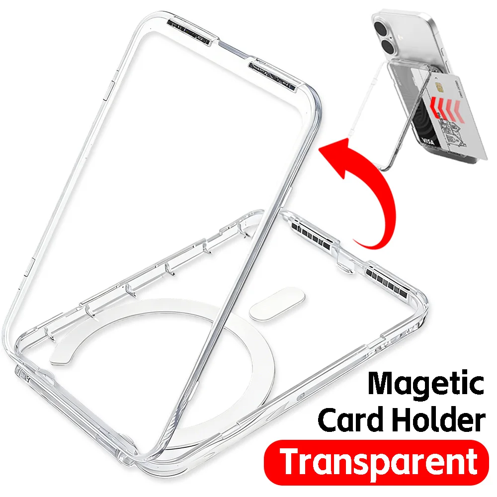 

Transparent Magnetic Case for Magsafe Clear Card Cover Phone Bracket Cards Sleeve Magnetic Card Phone Holder for IPhone Samsung